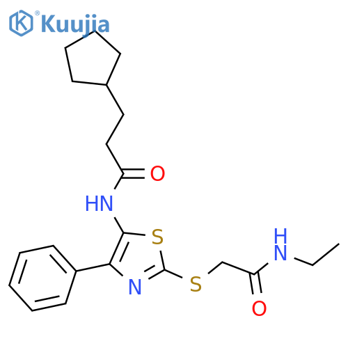3-cyclopentyl-N-(2-{[(ethylcarbamoyl)methyl]sulfanyl}-4-phenyl-1,3-thiazol-5-yl)propanamide structure