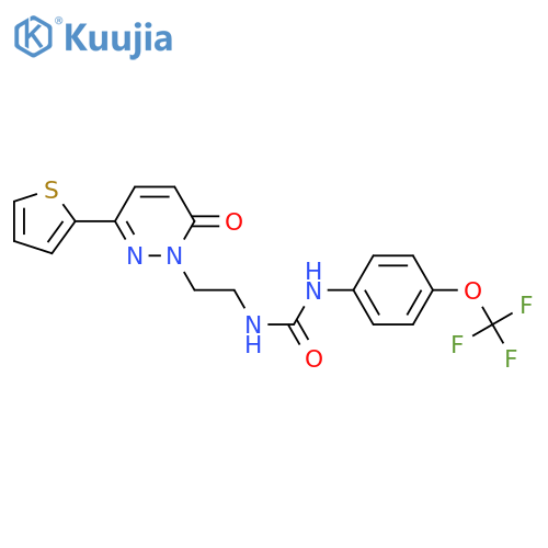 3-{2-[6-oxo-3-(thiophen-2-yl)-1,6-dihydropyridazin-1-yl]ethyl}-1-[4-(trifluoromethoxy)phenyl]urea structure
