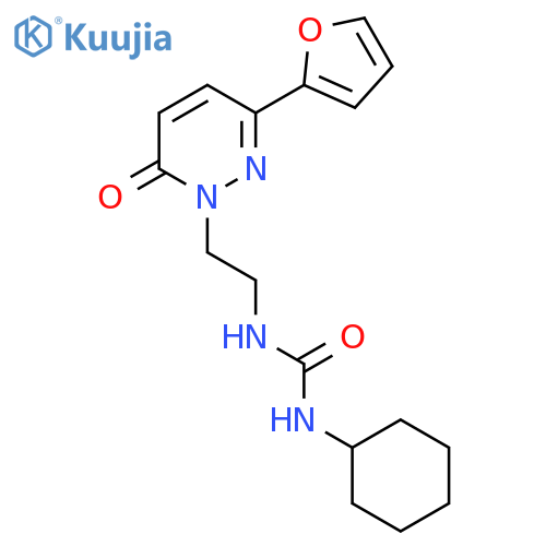 1-cyclohexyl-3-{2-[3-(furan-2-yl)-6-oxo-1,6-dihydropyridazin-1-yl]ethyl}urea structure