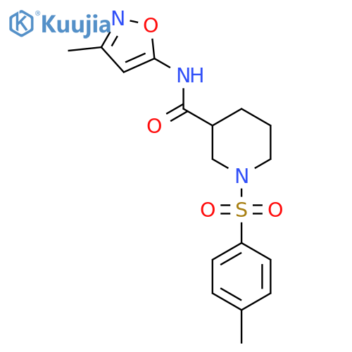 N-(3-methyl-1,2-oxazol-5-yl)-1-(4-methylbenzenesulfonyl)piperidine-3-carboxamide structure