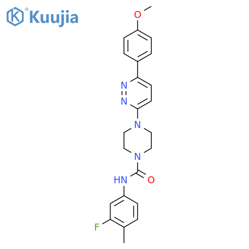 N-(3-fluoro-4-methylphenyl)-4-[6-(4-methoxyphenyl)pyridazin-3-yl]piperazine-1-carboxamide structure