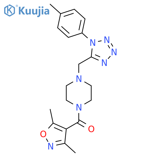 1-(3,5-dimethyl-1,2-oxazole-4-carbonyl)-4-{[1-(4-methylphenyl)-1H-1,2,3,4-tetrazol-5-yl]methyl}piperazine structure