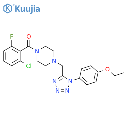 1-(2-chloro-6-fluorobenzoyl)-4-{[1-(4-ethoxyphenyl)-1H-1,2,3,4-tetrazol-5-yl]methyl}piperazine structure