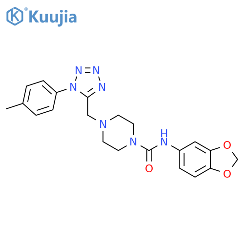 N-(2H-1,3-benzodioxol-5-yl)-4-{[1-(4-methylphenyl)-1H-1,2,3,4-tetrazol-5-yl]methyl}piperazine-1-carboxamide structure