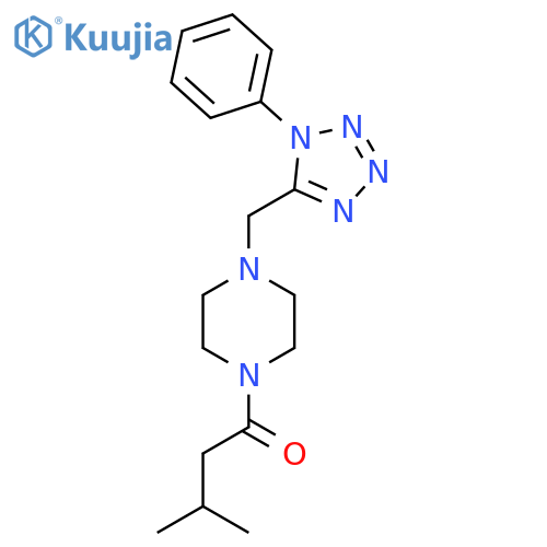 3-methyl-1-{4-[(1-phenyl-1H-1,2,3,4-tetrazol-5-yl)methyl]piperazin-1-yl}butan-1-one structure