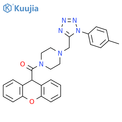 1-{[1-(4-methylphenyl)-1H-1,2,3,4-tetrazol-5-yl]methyl}-4-(9H-xanthene-9-carbonyl)piperazine structure