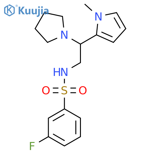 3-fluoro-N-[2-(1-methyl-1H-pyrrol-2-yl)-2-(pyrrolidin-1-yl)ethyl]benzene-1-sulfonamide structure