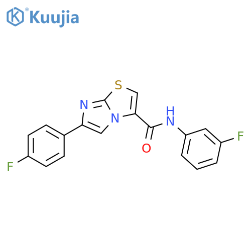 N-(3-fluorophenyl)-6-(4-fluorophenyl)imidazo[2,1-b][1,3]thiazole-3-carboxamide structure