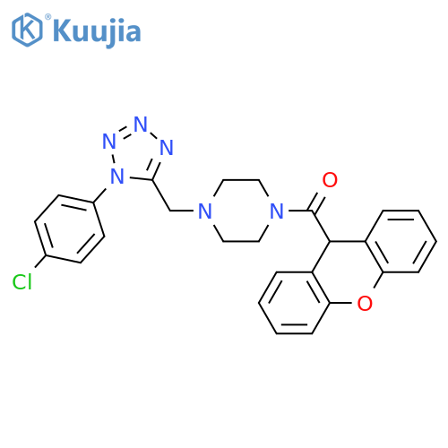1-{[1-(4-chlorophenyl)-1H-1,2,3,4-tetrazol-5-yl]methyl}-4-(9H-xanthene-9-carbonyl)piperazine structure