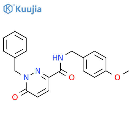 1-benzyl-N-[(4-methoxyphenyl)methyl]-6-oxo-1,6-dihydropyridazine-3-carboxamide structure