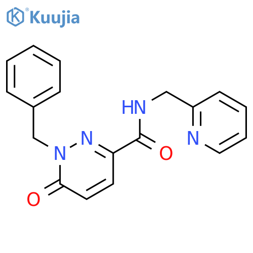1-benzyl-6-oxo-N-[(pyridin-2-yl)methyl]-1,6-dihydropyridazine-3-carboxamide structure