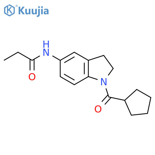 N-(1-cyclopentanecarbonyl-2,3-dihydro-1H-indol-5-yl)propanamide structure