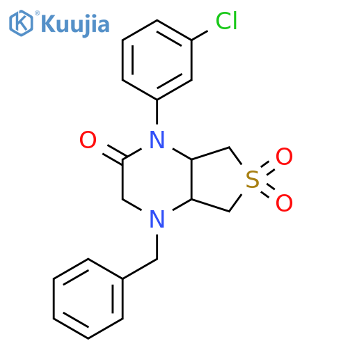 4-benzyl-1-(3-chlorophenyl)-octahydro-6lambda6-thieno[3,4-b]pyrazine-2,6,6-trione structure