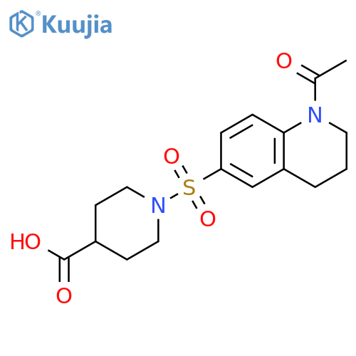 1-[(1-acetyl-1,2,3,4-tetrahydroquinolin-6-yl)sulfonyl]piperidine-4-carboxylic acid structure