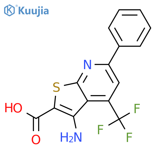 3-Amino-6-phenyl-4-(trifluoromethyl)thieno[2,3-b]pyridine-2-carboxylic acid structure