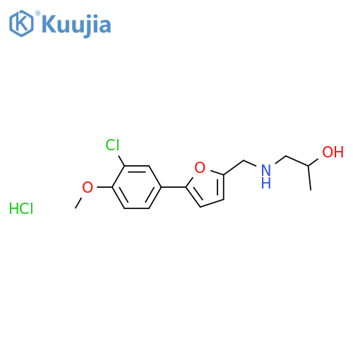 <br>1-(((5-(3-chloro-4-methoxyphenyl)furan-2-yl)methyl)amino)propan-2-ol hydroc hloride structure