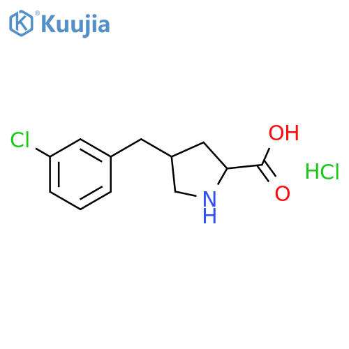 (2S,4R)-4-(3-Chlorobenzyl)pyrrolidine-2-carboxylic acid hydrochloride structure