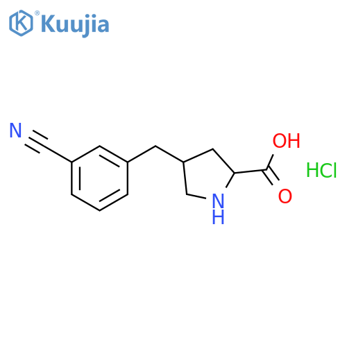 (2S,4R)-4-(3-Cyanobenzyl)pyrrolidine-2-carboxylic acid hydrochloride structure