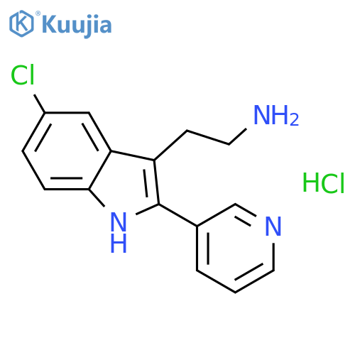 2-[5-chloro-2-(pyridin-3-yl)-1H-indol-3-yl]ethan-1-amine hydrochloride structure