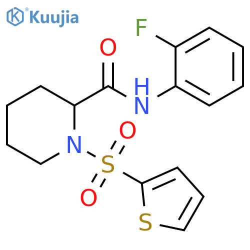 N-(2-fluorophenyl)-1-(thiophene-2-sulfonyl)piperidine-2-carboxamide structure