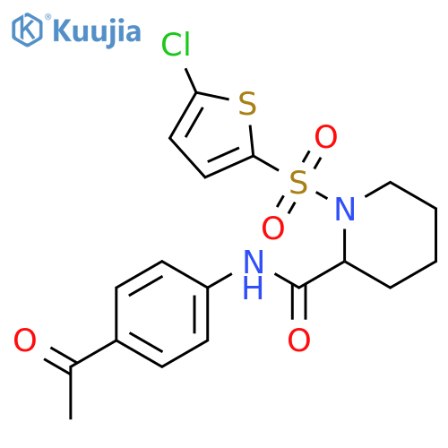 N-(4-acetylphenyl)-1-(5-chlorothiophen-2-yl)sulfonylpiperidine-2-carboxamide structure