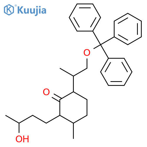 Cyclohexanone, 2-(3-hydroxybutyl)-3-methyl-6-[1-methyl-2-(triphenylmethoxy)ethyl]- structure