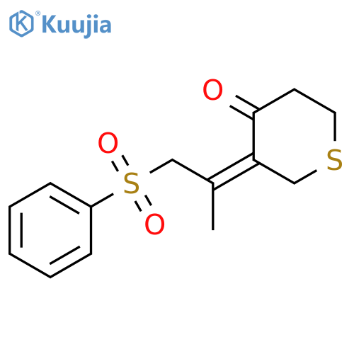 4H-Thiopyran-4-one,tetrahydro-3-[1-methyl-2-(phenylsulfonyl)ethylidene]-, (E)- structure