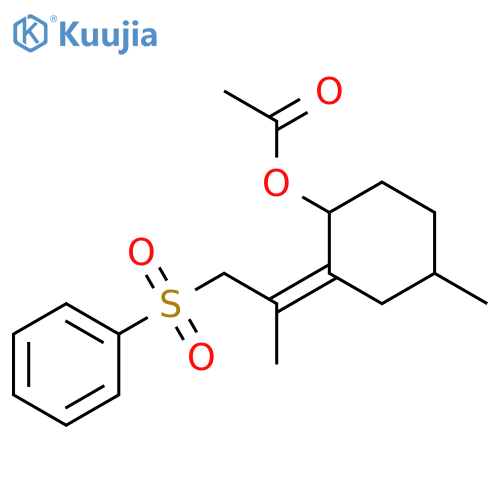 Cyclohexanol, 4-methyl-2-[1-methyl-2-(phenylsulfonyl)ethylidene]-,acetate, (Z)- structure