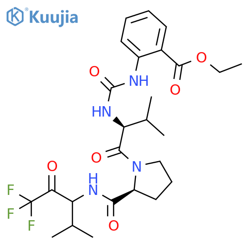 L-Prolinamide,N-[[[2-(ethoxycarbonyl)phenyl]amino]carbonyl]-L-valyl-N-[3,3,3-trifluoro-1-(1-methylethyl)-2-oxopropyl]- structure