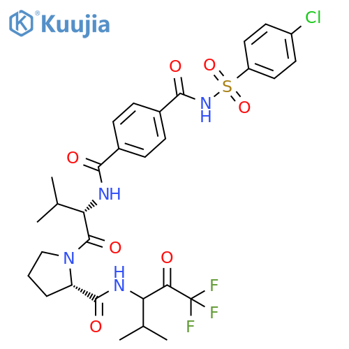 L-Prolinamide,N-[4-[[[(4-chlorophenyl)sulfonyl]amino]carbonyl]benzoyl]-L-valyl-N-[3,3,3-trifluoro-1-(1-methylethyl)-2-oxopropyl]- structure