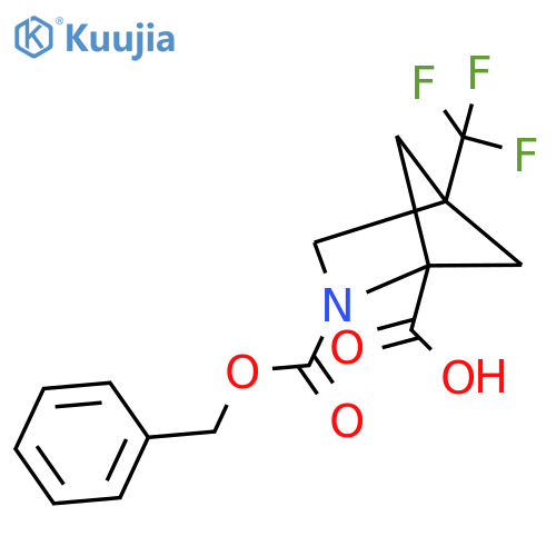 2-[(Benzyloxy)carbonyl]-4-(trifluoromethyl)-2-azabicyclo[2.1.1]hexane-1-carboxylic acid structure