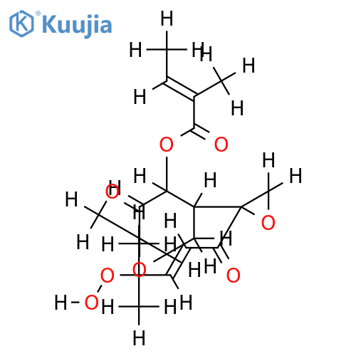 2alpha-tigloyloxy-3,8-dioxo-11-peroxy-4beta,5beta,7alpha,14-bis-epoxybisabol-9E-ene structure