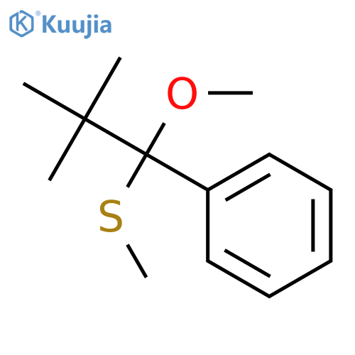 Benzene, [1-methoxy-2,2-dimethyl-1-(methylthio)propyl]- structure