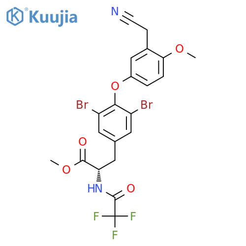 L-Tyrosine, 3,5-dibromo-O-[3-(cyanomethyl)-4-methoxyphenyl]-N-(trifluoroacetyl)-, methyl ester structure