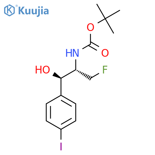 Tert-butyl ((1R,2S)-3-fluoro-1-hydroxy-1-(4-iodophenyl)propan-2-YL)carbamate structure