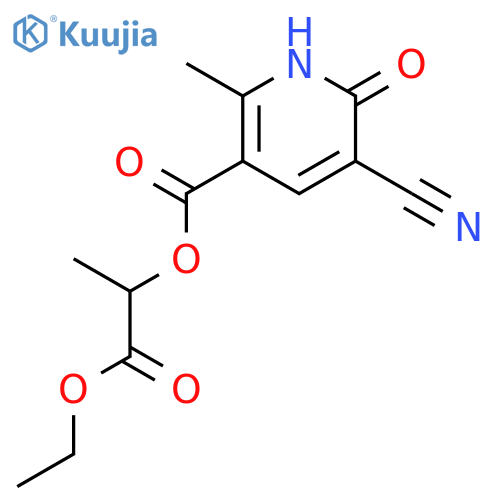 3-Pyridinecarboxylic acid, 5-cyano-1,6-dihydro-2-methyl-6-oxo-, 2-ethoxy-1-methyl-2-oxoethyl ester structure