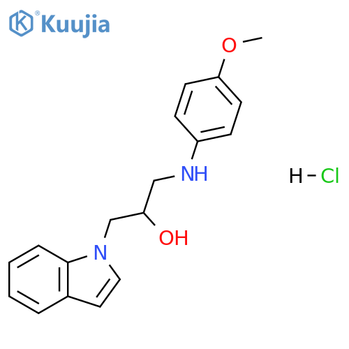1-(1H-indol-1-yl)-3-[(4-methoxyphenyl)amino]propan-2-ol hydrochloride structure