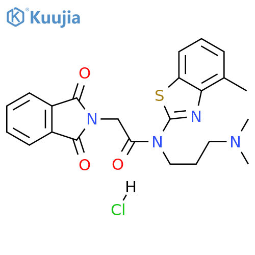 N-[3-(dimethylamino)propyl]-2-(1,3-dioxo-2,3-dihydro-1H-isoindol-2-yl)-N-(4-methyl-1,3-benzothiazol-2-yl)acetamide hydrochloride structure