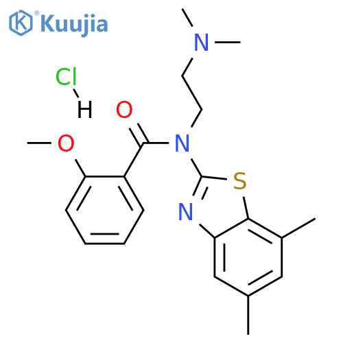 N-(5,7-dimethyl-1,3-benzothiazol-2-yl)-N-[2-(dimethylamino)ethyl]-2-methoxybenzamide hydrochloride structure