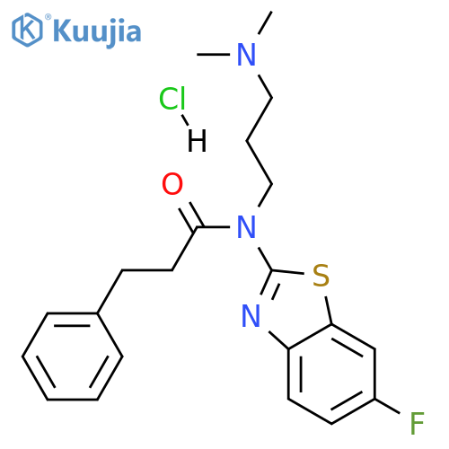 N-[3-(dimethylamino)propyl]-N-(6-fluoro-1,3-benzothiazol-2-yl)-3-phenylpropanamide hydrochloride structure