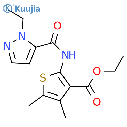 ethyl 2-(1-ethyl-1H-pyrazole-5-amido)-4,5-dimethylthiophene-3-carboxylate structure