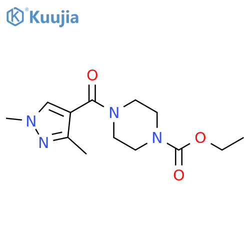 ethyl 4-(1,3-dimethyl-1H-pyrazole-4-carbonyl)piperazine-1-carboxylate structure