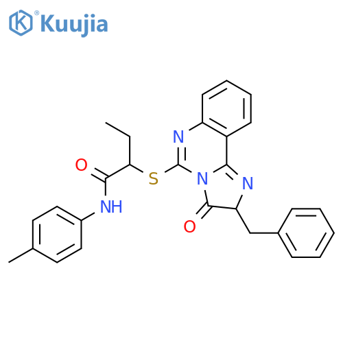 2-({2-benzyl-3-oxo-2H,3H-imidazo[1,2-c]quinazolin-5-yl}sulfanyl)-N-(4-methylphenyl)butanamide structure