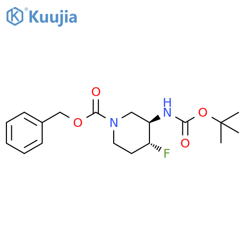 benzyl (3R,4R)-3-(tert-butoxycarbonylamino)-4-fluoro-piperidine-1-carboxylate structure