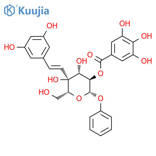 3,4',5-trihydroxystilbene-4'-O-(2''-O-galloyl)glucopyranoside structure