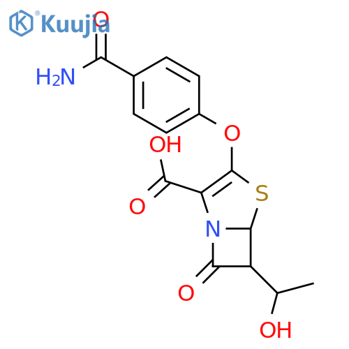 4-Thia-1-azabicyclo[3.2.0]hept-2-ene-2-carboxylic acid, 3-[4-(aminocarbonyl)phenoxy]-6-(1-hydroxyethyl)-7-oxo- structure