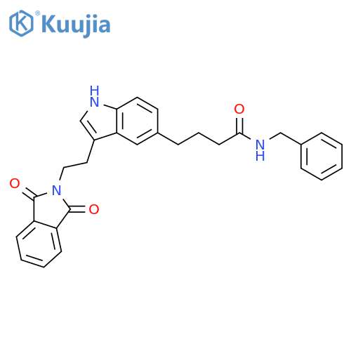 1H-Indole-5-butanamide, 3-[2-(1,3-dihydro-1,3-dioxo-2H-isoindol-2-yl)ethyl]-N-(phenylmethyl)- structure