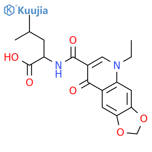 L-Leucine,N-[(5-ethyl-5,8-dihydro-8-oxo-1,3-dioxolo[4,5-g]quinolin-7-yl)carbonyl]- structure