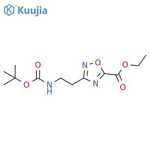 Ethyl 3-(2-tert-butyloxycarbonylaminoethyl)-[1,2,4]oxadiazole-5-carboxylate structure