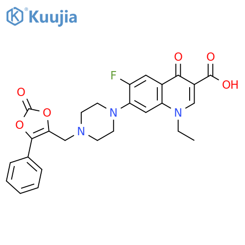 3-Quinolinecarboxylic acid, 1-ethyl-6-fluoro-1,4-dihydro-4-oxo-7-[4-[(2-oxo-5-phenyl-1,3-dioxol-4-yl)methyl]-1-piperazinyl]- structure